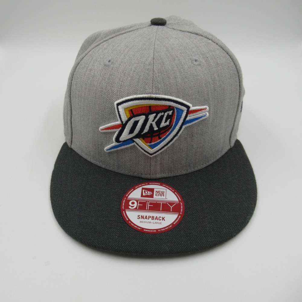 New Era Hat Oklahoma City Thunder Mens M/L Grey Two Tone 9FIFTY Snapback Cap